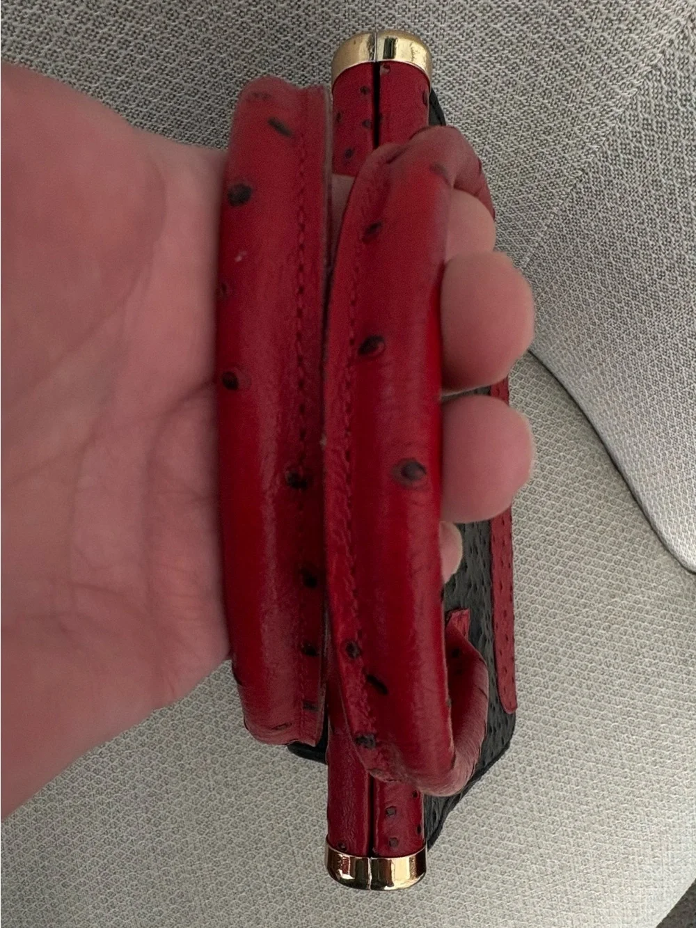 Vintage Y2K Giada Pelle Red and Black Structured Ostrich-Texture